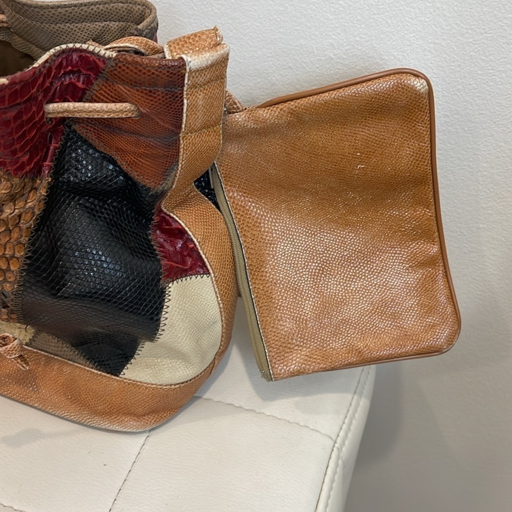 Vintage Caprice Patchwork Snakeskin Bucket Bag Satchel Handbag/Purse - Picture 2 of 12